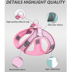 NWOT| 2 Piece | xxxs Pet Harness No Pull Pink Soft Cushion Breathable Reflective